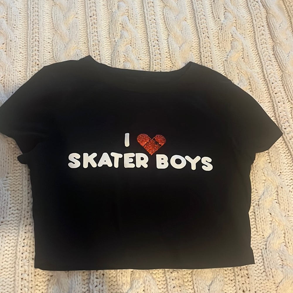 I heart skater boys cropped top t shirt